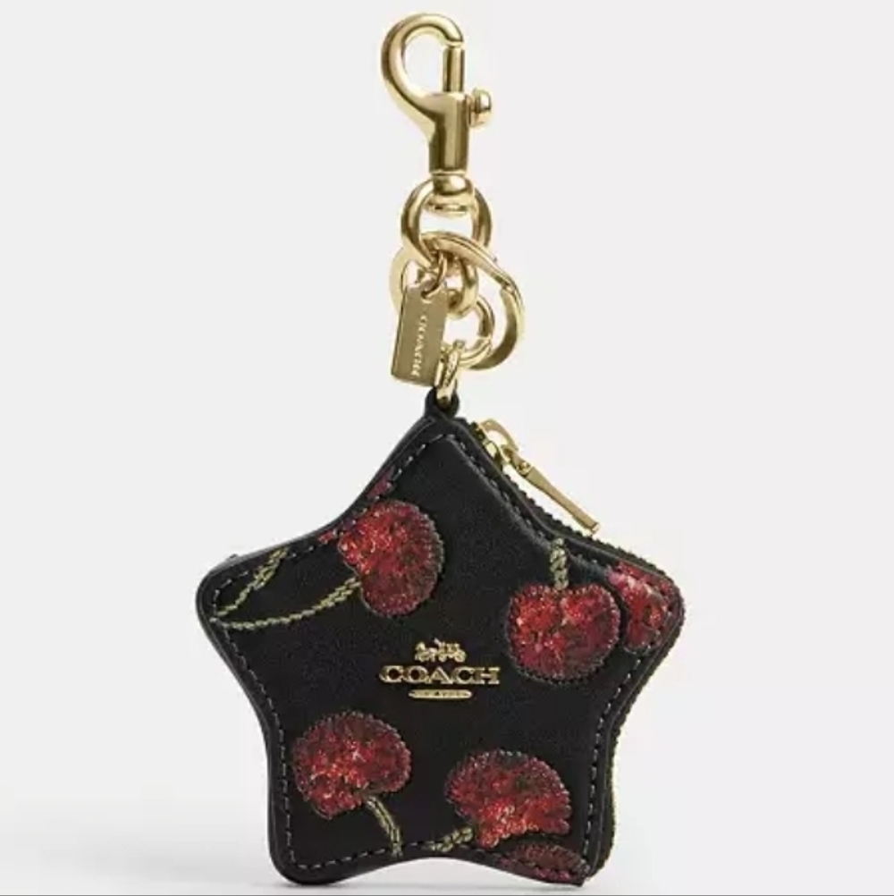 Coach Star Bag Charm In Cherry Print